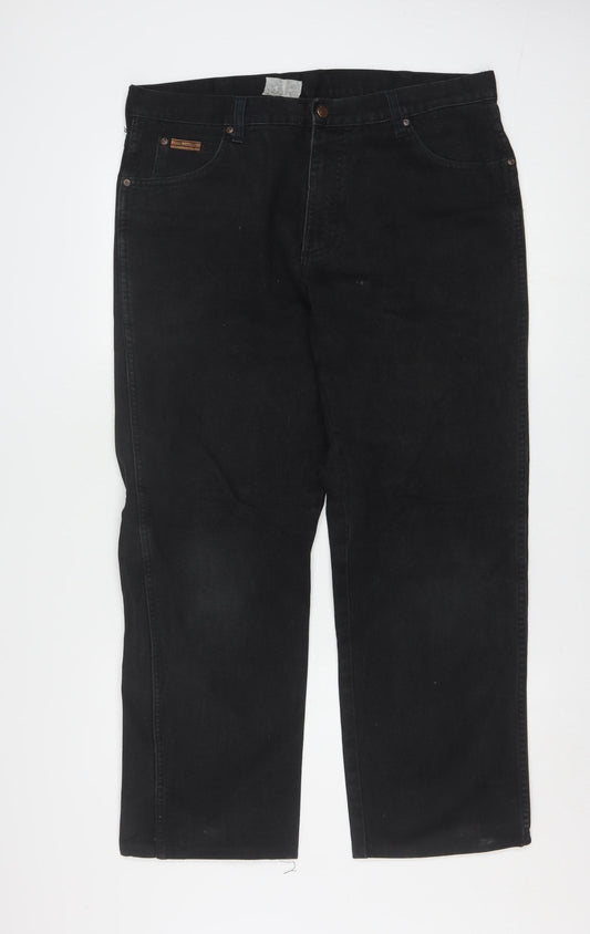 Wrangler Men's Black Texas Jeans W36 L30 Straight Fit Denim