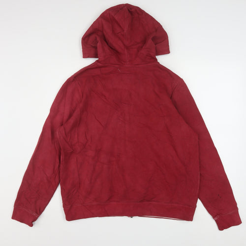 Tommy Hilfiger Mens Red Full Zip Hoodie L Cotton Blend Casual