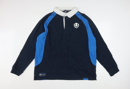 Scotland Classics Men's Blue 2XL Collared Rugby Pullover Sweatshirt