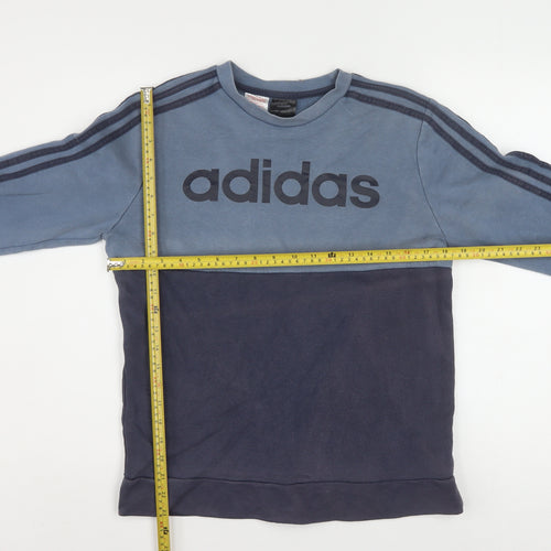 Adidas Boys Blue Colourblock Fleece Pullover Sweatshirt 13-14 Years