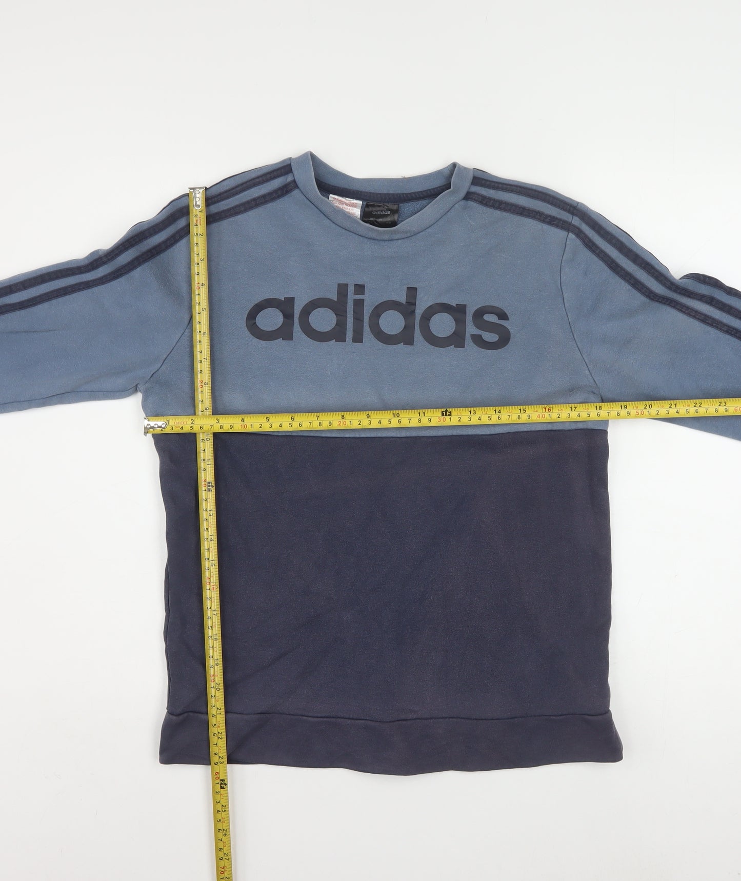 Adidas Boys Blue Colourblock Fleece Pullover Sweatshirt 13-14 Years