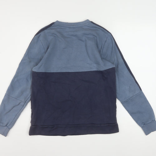 Adidas Boys Blue Colourblock Fleece Pullover Sweatshirt 13-14 Years