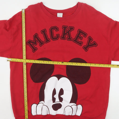 Disney Girls Red Mickey Mouse XL Sweatshirt Cotton Blend Pullover