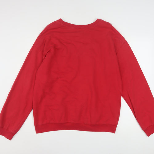 Disney Girls Red Mickey Mouse XL Sweatshirt Cotton Blend Pullover