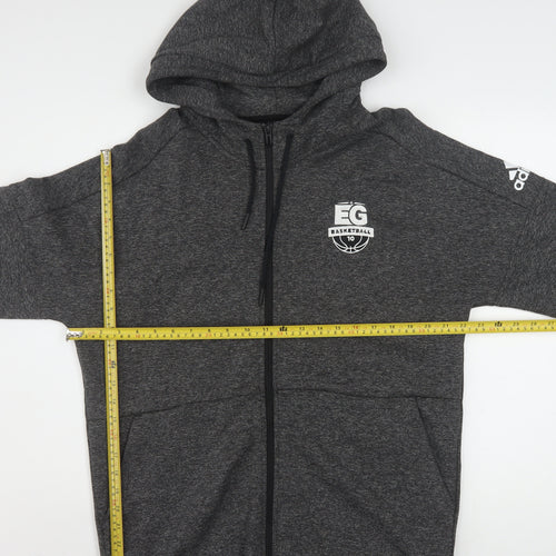 Adidas Men's Grey Full Zip Hoodie Size L Sports Basketball EG Logo