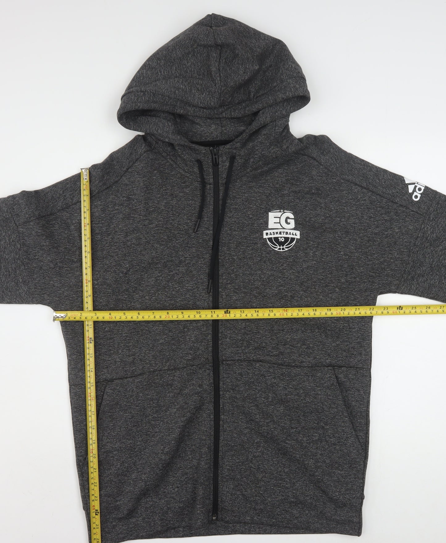 Adidas Men's Grey Full Zip Hoodie Size L Sports Basketball EG Logo