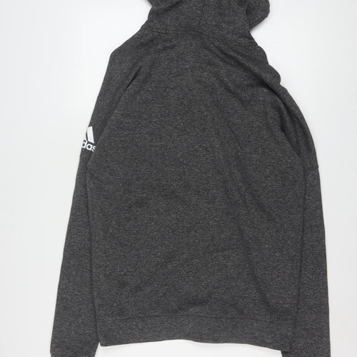 Adidas Men's Grey Full Zip Hoodie Size L Sports Basketball EG Logo