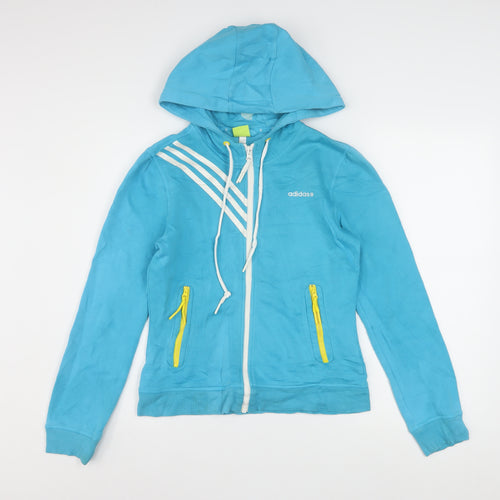 Adidas Neo Womens Blue Full Zip Hoodie Size 12 Cotton Blend