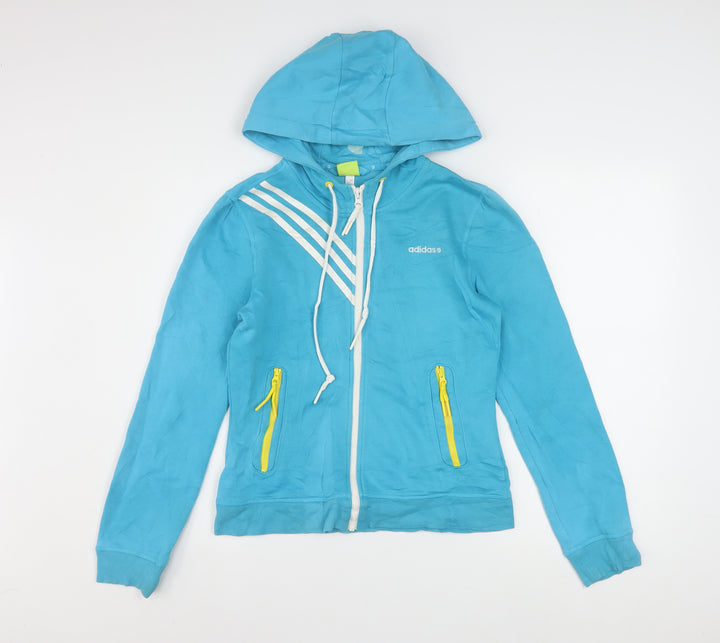 Adidas Neo Womens Blue Full Zip Hoodie Size 12 Cotton Blend