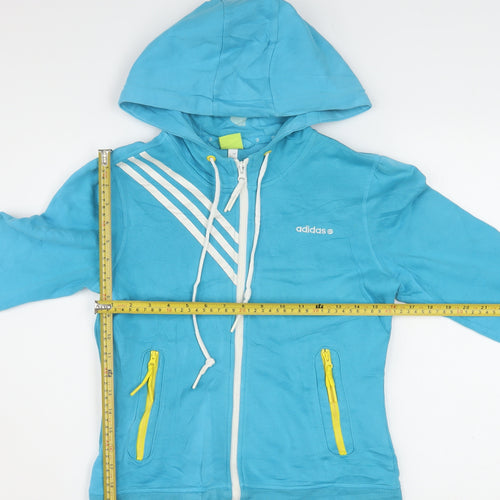 Adidas Neo Womens Blue Full Zip Hoodie Size 12 Cotton Blend