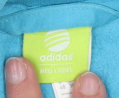 Adidas Neo Womens Blue Full Zip Hoodie Size 12 Cotton Blend
