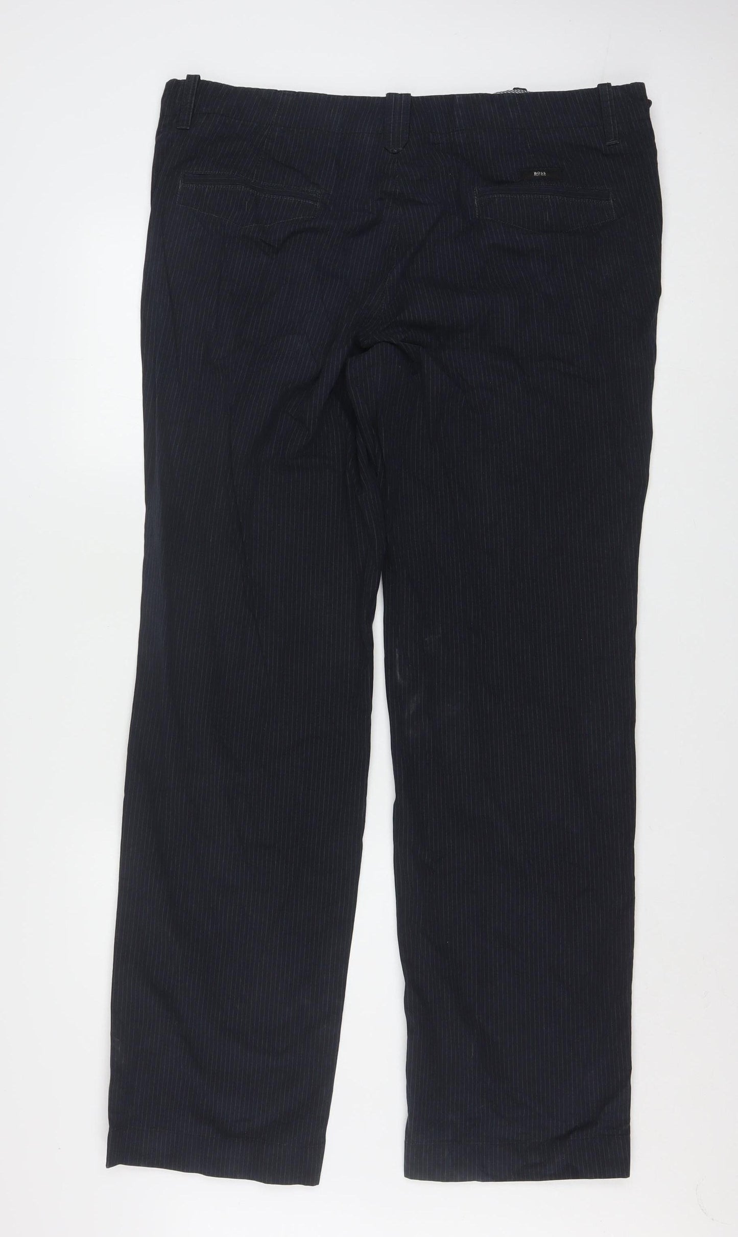 Hugo Boss Men’s Black Pinstripe Cotton Dress Pants Size 54R