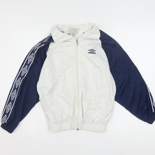 Umbro Boys White Blue Track Jacket 11 Years Full Zip Retro 90s Sportswear