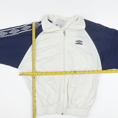 Umbro Boys White Blue Track Jacket 11 Years Full Zip Retro 90s Sportswear