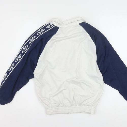 Umbro Boys White Blue Track Jacket 11 Years Full Zip Retro 90s Sportswear