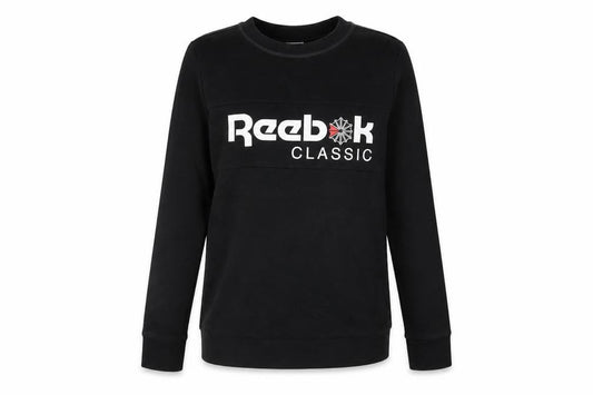 Front view of Reebok Classic Black Cotton Blend Women's Sweatshirt, size S