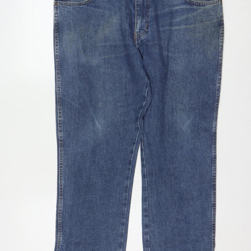 Wrangler Men's Blue Regular Fit Straight Leg Denim Jeans W36 L30