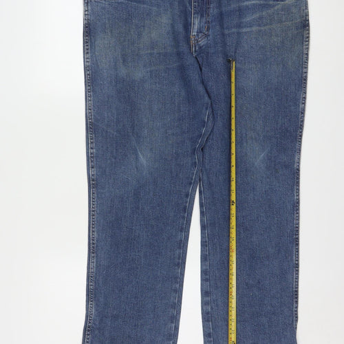 Wrangler Men's Blue Regular Fit Straight Leg Denim Jeans W36 L30