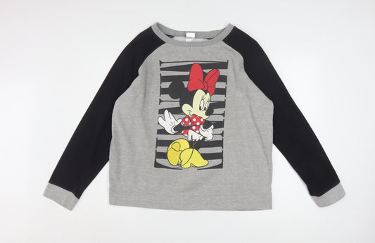 Disney Women’s Grey Black Minnie Mouse Pullover Sweatshirt XL