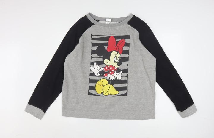 Disney Women’s Grey Black Minnie Mouse Pullover Sweatshirt XL