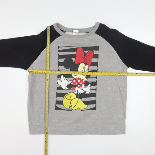 Disney Women’s Grey Black Minnie Mouse Pullover Sweatshirt XL