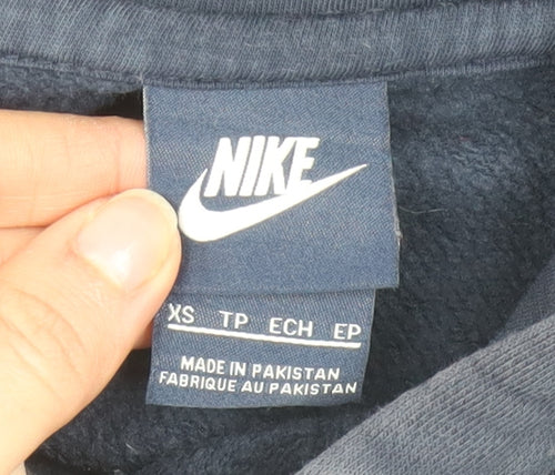 Nike Mens Navy Blue XS Pullover Hoodie Cotton Blend