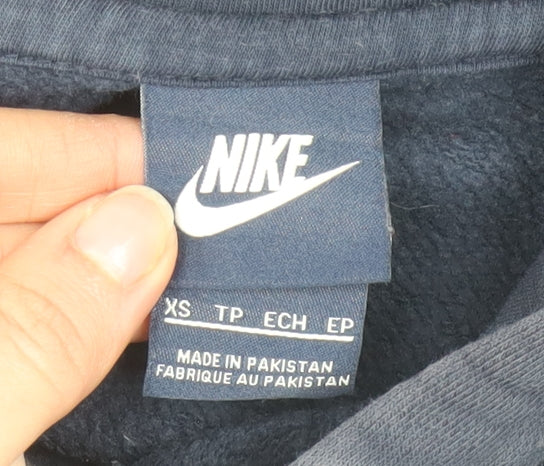 Nike Mens Navy Blue XS Pullover Hoodie Cotton Blend