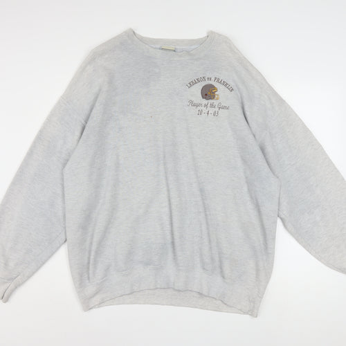 Lee Men's Grey Heavyweight Pullover Sweatshirt L Sports Graphic