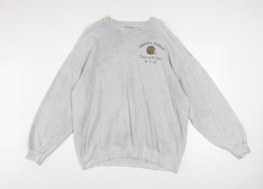 Lee Men's Grey Heavyweight Pullover Sweatshirt L Sports Graphic