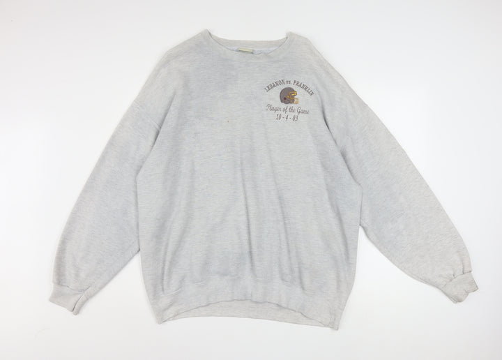 Lee Men's Grey Heavyweight Pullover Sweatshirt L Sports Graphic