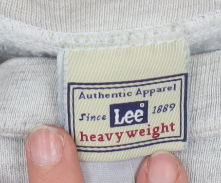 Lee Men's Grey Heavyweight Pullover Sweatshirt L Sports Graphic