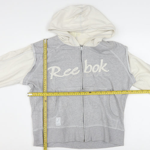 Reebok Womens Grey Full Zip Hoodie Size 16 Cotton Blend Casual