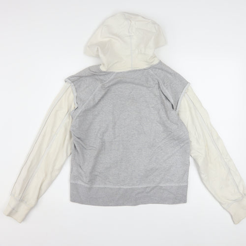 Reebok Womens Grey Full Zip Hoodie Size 16 Cotton Blend Casual