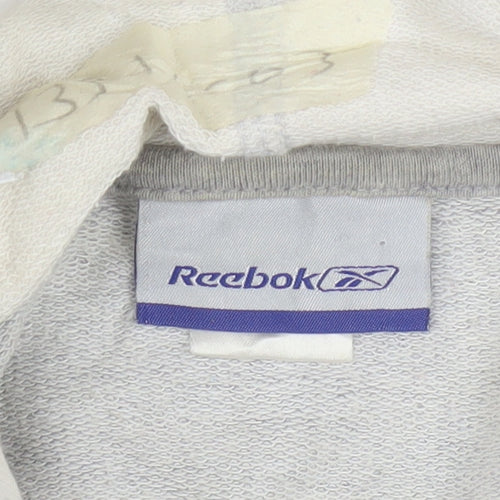Reebok Womens Grey Full Zip Hoodie Size 16 Cotton Blend Casual