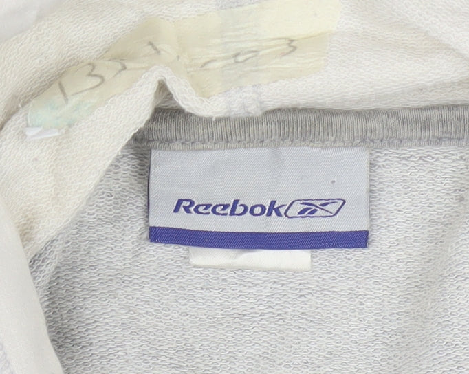Reebok Womens Grey Full Zip Hoodie Size 16 Cotton Blend Casual