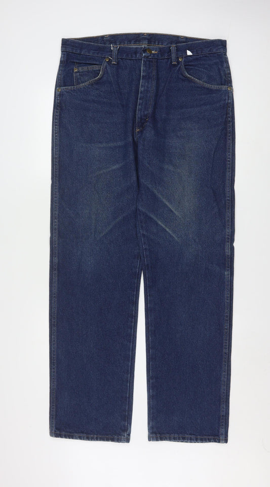 Wrangler Men's Blue Straight Regular Fit Denim Jeans 36W 32L