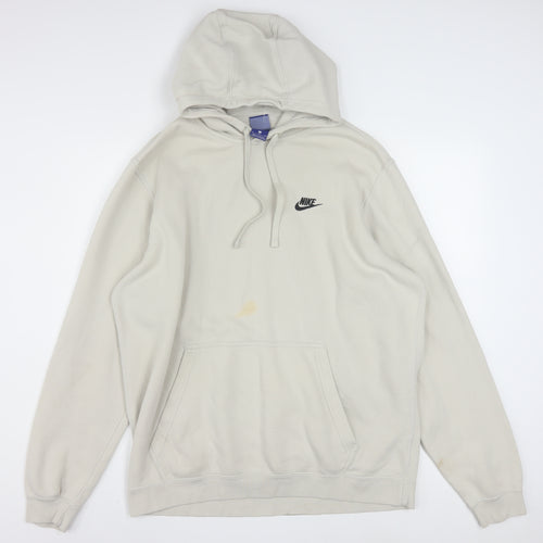 Nike Men’s Beige XL Pullover Fleece Hoodie with Logo