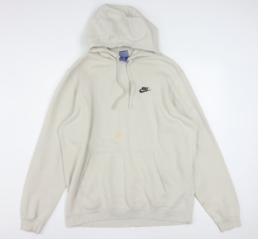 Nike Men’s Beige XL Pullover Fleece Hoodie with Logo
