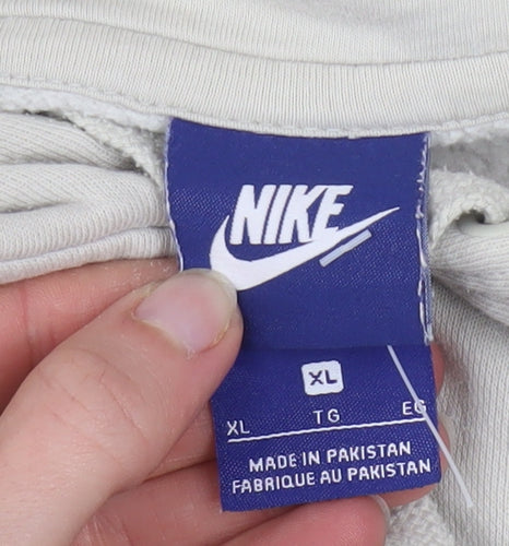 Nike Men’s Beige XL Pullover Fleece Hoodie with Logo