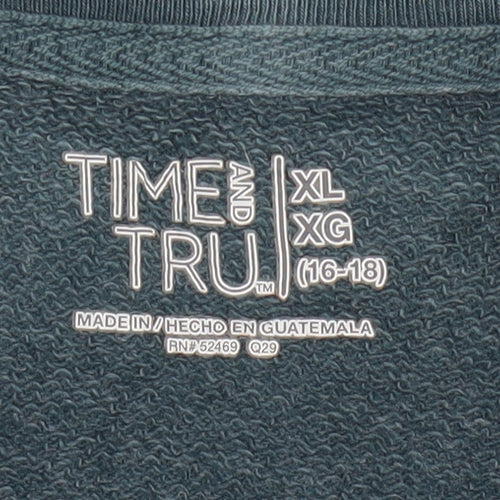 Time and Tru Men’s Blue XL Pullover Sweatshirt Cotton Blend Casual