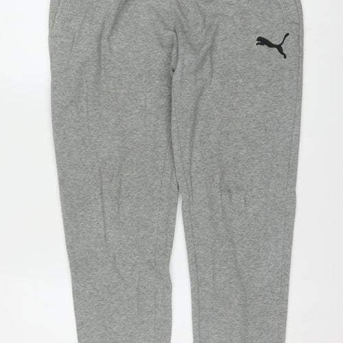 Puma Mens Grey Small Jogger Sweatpants Tapered Fleece Activewear