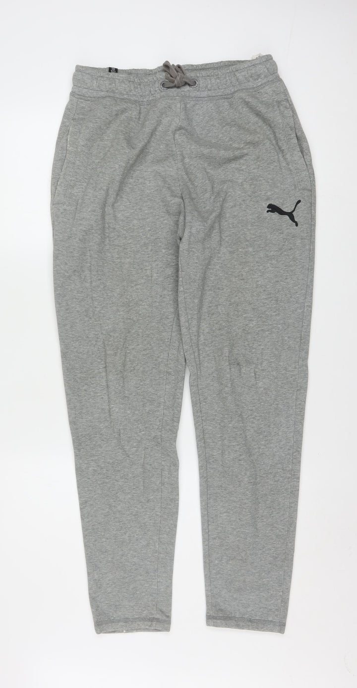 Puma Mens Grey Small Jogger Sweatpants Tapered Fleece Activewear