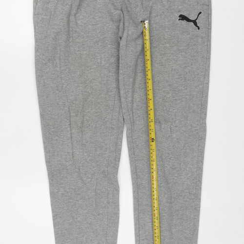 Puma Mens Grey Small Jogger Sweatpants Tapered Fleece Activewear