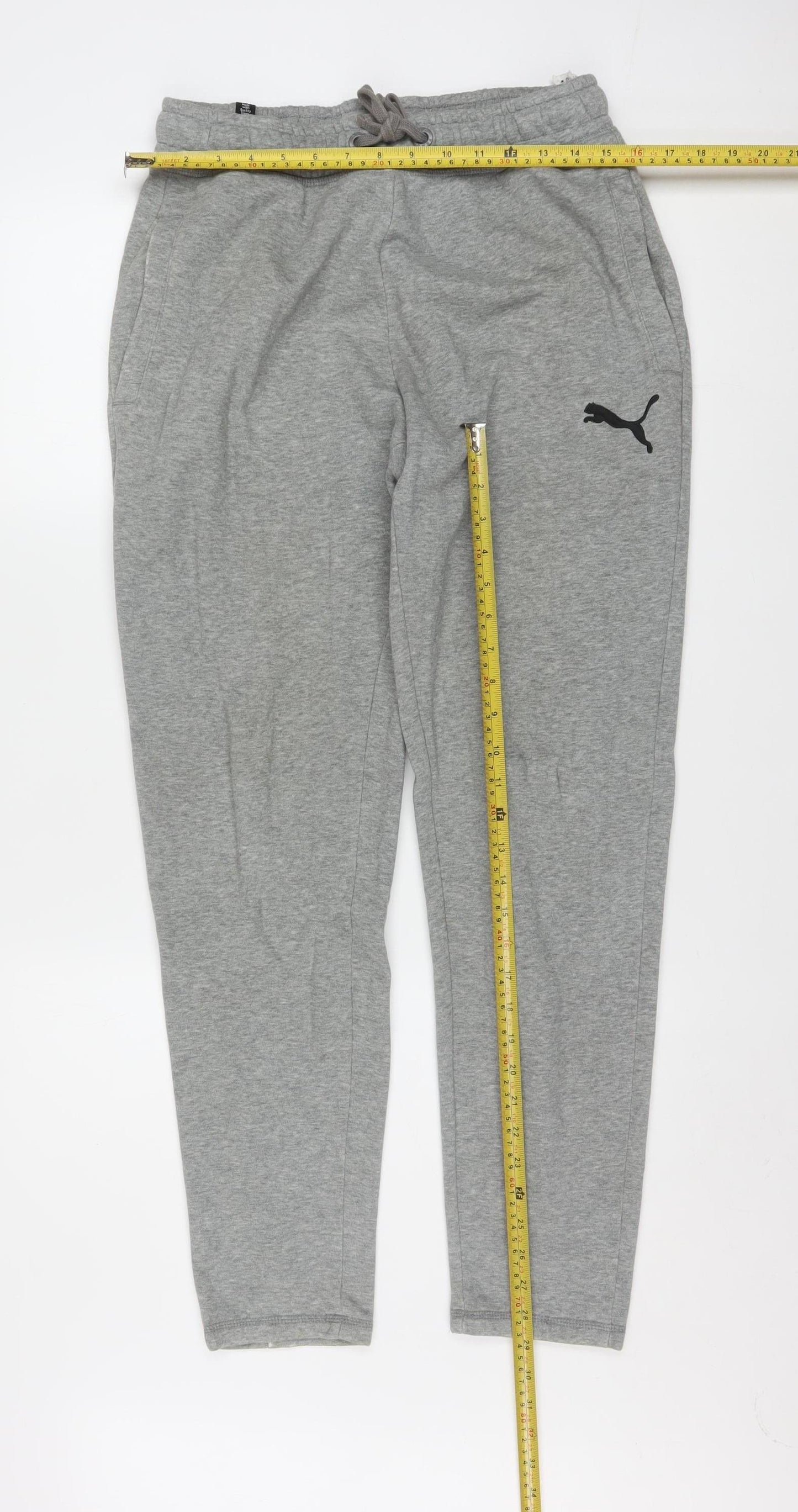 Puma Mens Grey Small Jogger Sweatpants Tapered Fleece Activewear