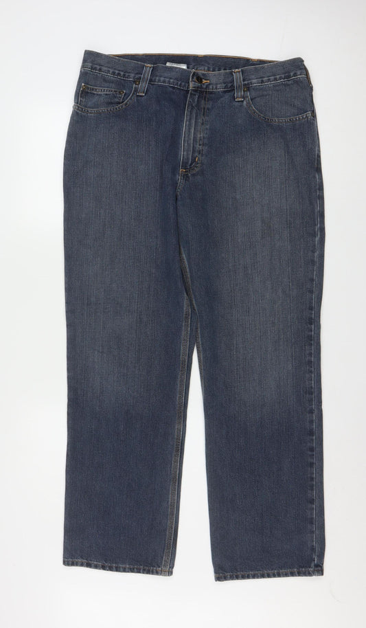 Carhartt Men's Blue Relaxed Fit Straight Leg Jeans 36x30
