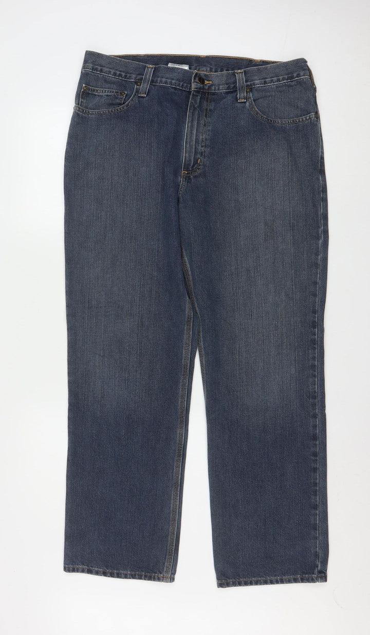 Carhartt Men's Blue Relaxed Fit Straight Leg Jeans 36x30