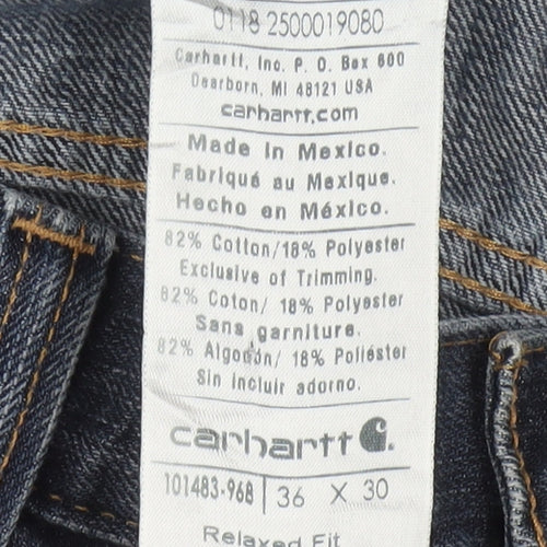 Carhartt Men's Blue Relaxed Fit Straight Leg Jeans 36x30