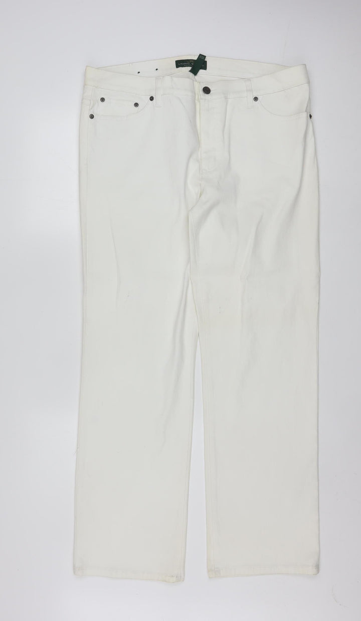 Ralph Lauren LRL Women's White Straight Leg Jeans Size 16 Regular Fit