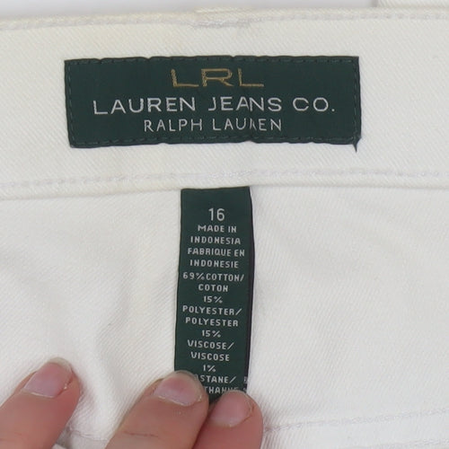 Ralph Lauren LRL Women's White Straight Leg Jeans Size 16 Regular Fit