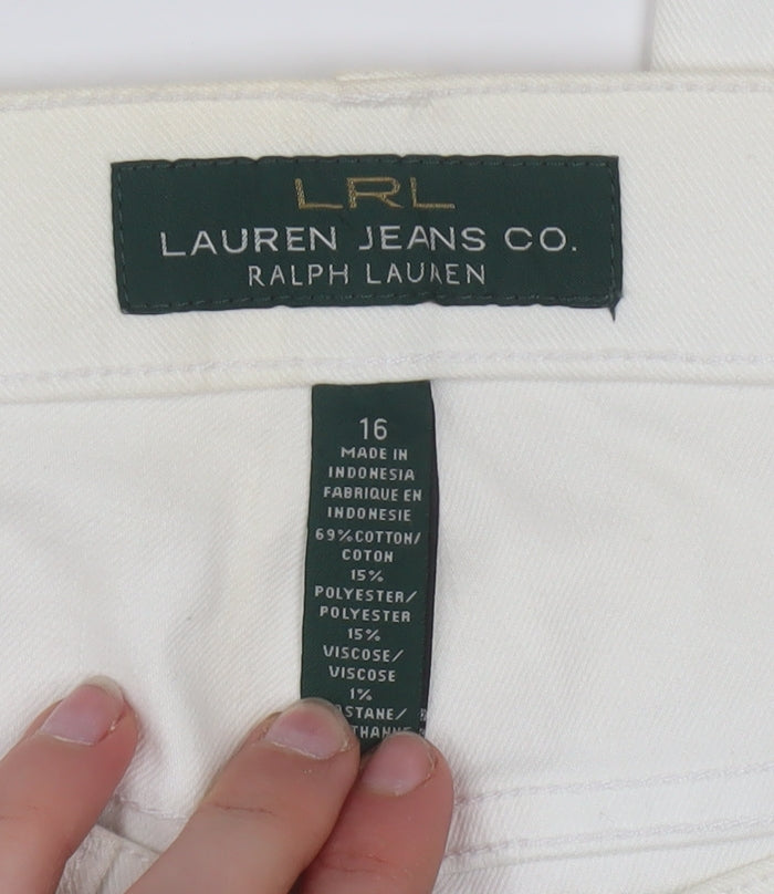 Ralph Lauren LRL Women's White Straight Leg Jeans Size 16 Regular Fit